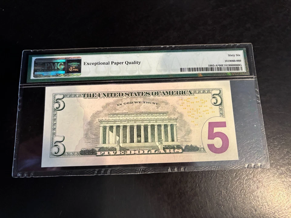 DBR 2006 $5 FRN Boston Gem STAR Fr. 1993-A* PMG 66 EPQ Serial IA00194703* - Image 2 of 2