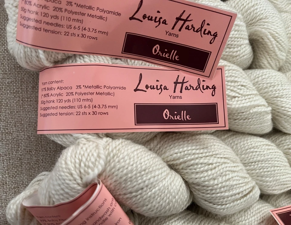 Louisa Harding ORIELLE - Color #1-White. 97% Alpaca, 3% Metallic. 6 skeins - Image 3 of 3
