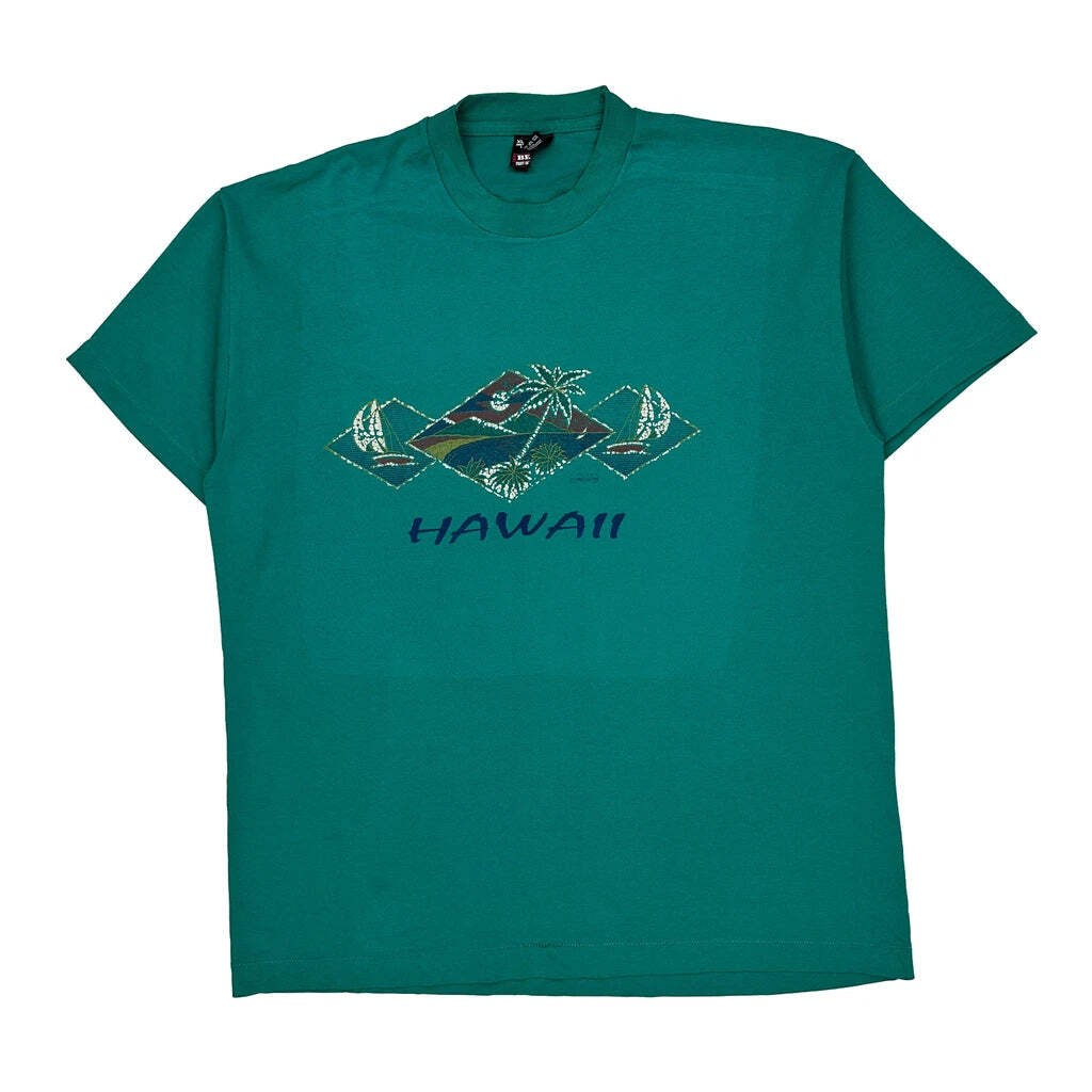 Fruit Of The Loom Single Stitch T-Shirt - XL Green Cotton