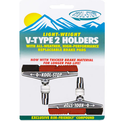 Kool-Stop V-Type 2 Bremsschuhe H12 für Alu-Felgen, 72,5mm, schwarz/salmon