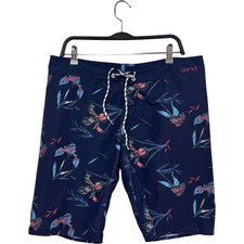 Animal Men's Board Shorts Floral Pattern Blue Size 14