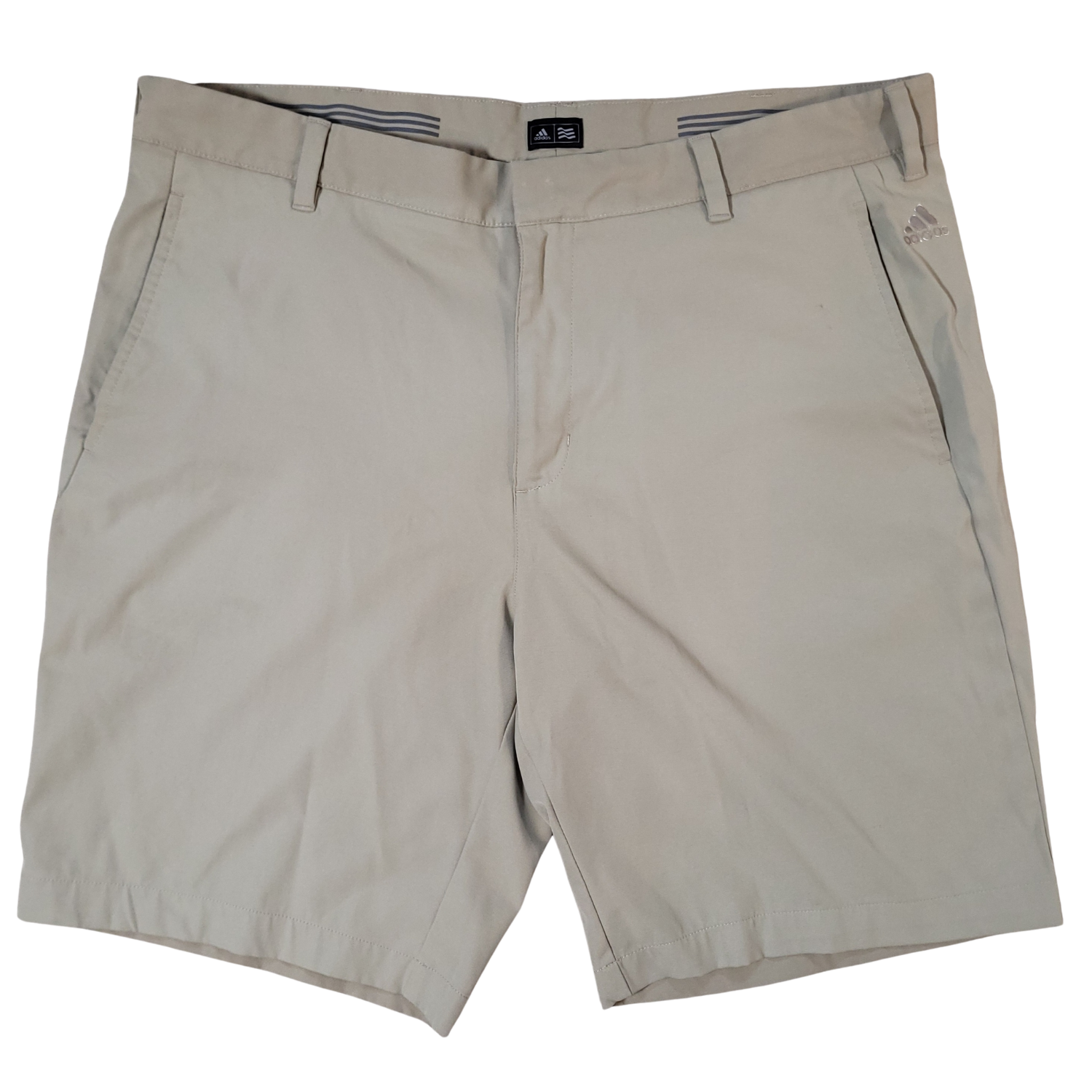Adidas Golf Shorts Men 38 Tan Embroidered Logo Chino Performance Summer Vacation
