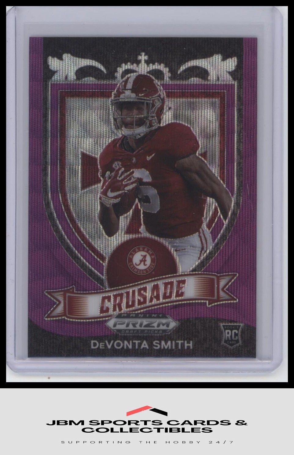 2021 Panini Prizm Draft Picks Crusade #165 DeVonta Smith Purple Wave RC