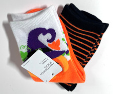 NWT Halloween Kids Socks Size Medium 7 to 8.5 Two Pair Cute and Colorful