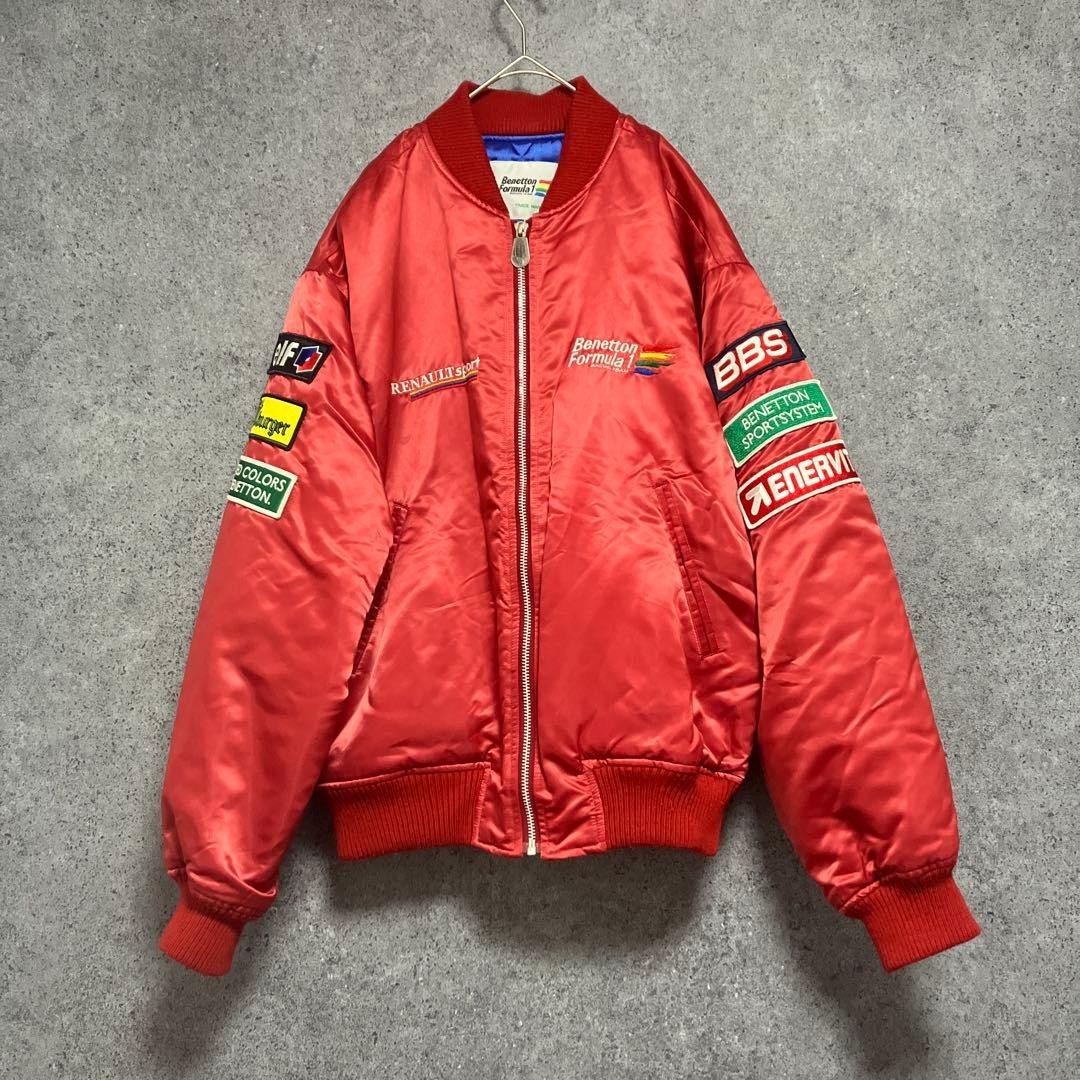 Old Clothes Vintage 80S Benetton F1 Varsity Jacket No.sj1459 Red Size 48 From JP