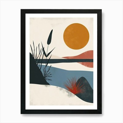 Sand und Sonne, skandinavisch Simplici gerahmtes Wandbild Poster Leinwanddruck Bild