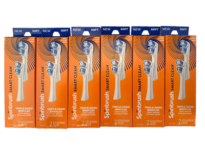 #ad Spinbrush Smart Clean Replacement Brush Heads Soft Lot of 6 Packs NEW = 12 Heads $32.39
