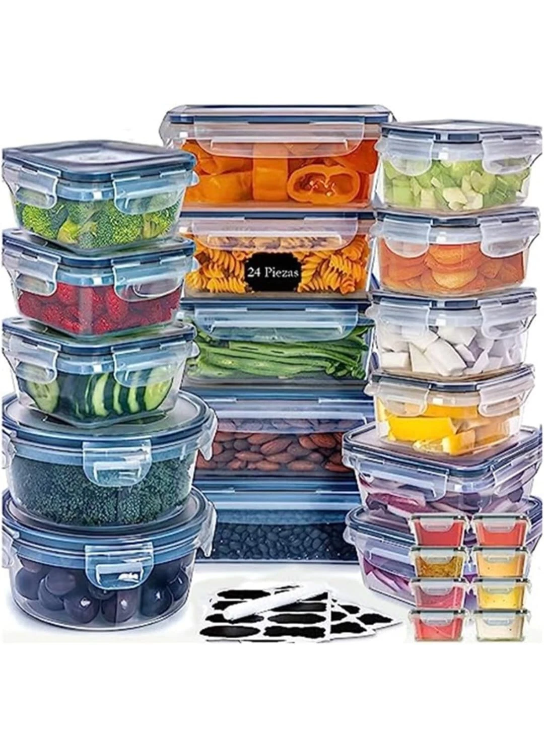 48-Piece Food Storage Container Set With Easy-Snap Lids(24 Lids + 24 Containers)