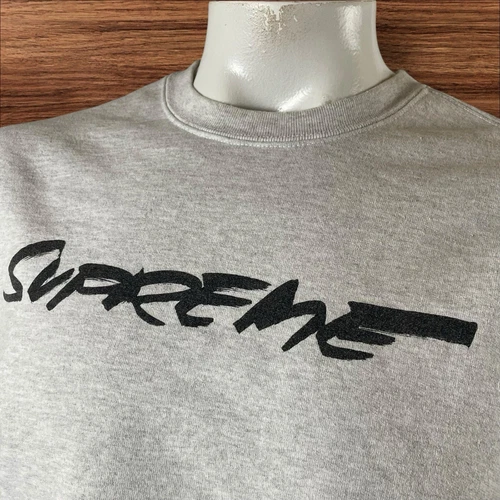 Sweat Supreme homme col rond moyen gris épais évasé patineur Street F419