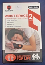 2 Pack Carpal Tunnel Wrist Brace Sprain-Arthritis-Left & Right-Size L/LARGE