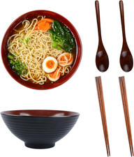 Set Di 2 Ciotole in Ceramica per Ramen, 1200 Ml, Con Bacchette E Cucchiai in Leg