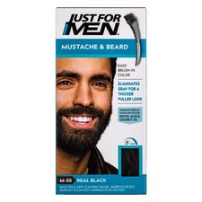 6 Pack Just For Men Easy Brush In Mustache Beard Color, Real Black M-55
