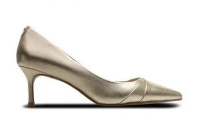 RADLEY GOLD LEDER PUMPS SCHUHE KITTEN HEELS GR 7 40 NEU!!!