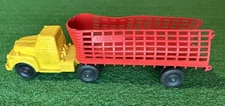 Vintage Auburn Rubber Toy Semi-Truck & Trailer Red & Yellow License #354
