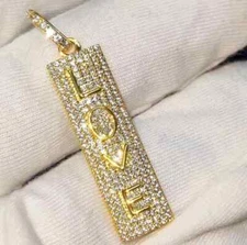 customised Love Pendant Women 14K Yellow Gold Plated Tester Pass Moissanite