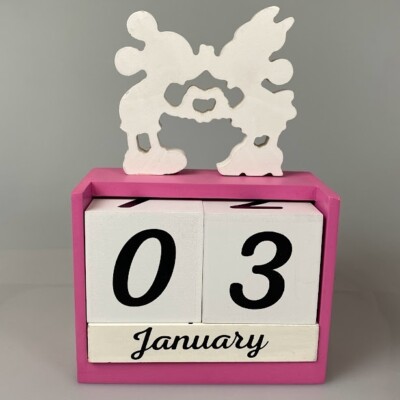 Mickey Mickey Wood Calendar Blocks Pink White Disney