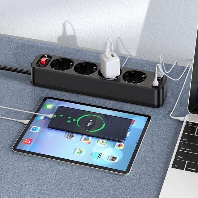 Multipresa HOCO 4 Schuko + USB C 20W PD | Prezzo Shock Online - 3