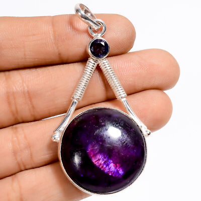 Purple Labradorite Amethyst Gemstone Fashion 925 Silver Pendant