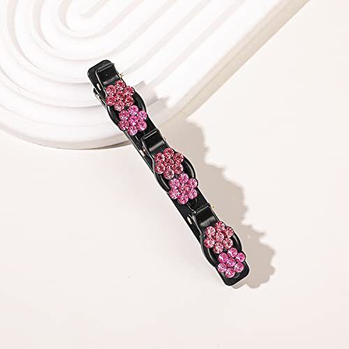 4 PCS Sparkling Crystal Stone Braided Hair Clips, Flower Chopped Style B - 4pcs - Picture 3 of 5