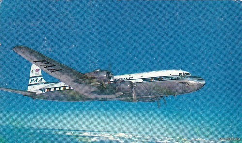 Postcard Pan American World Airlines Super 6 Clipper 1956