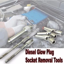6Pc Diesel Glow Plug Socket Removal Tool Set 8 9 10mm socket&  M10 M12 Reaming