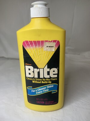 Vintage 1982 Brite Floor Shine Cleaner 16 Fl Oz SC Johnson Garage Pantry Prop