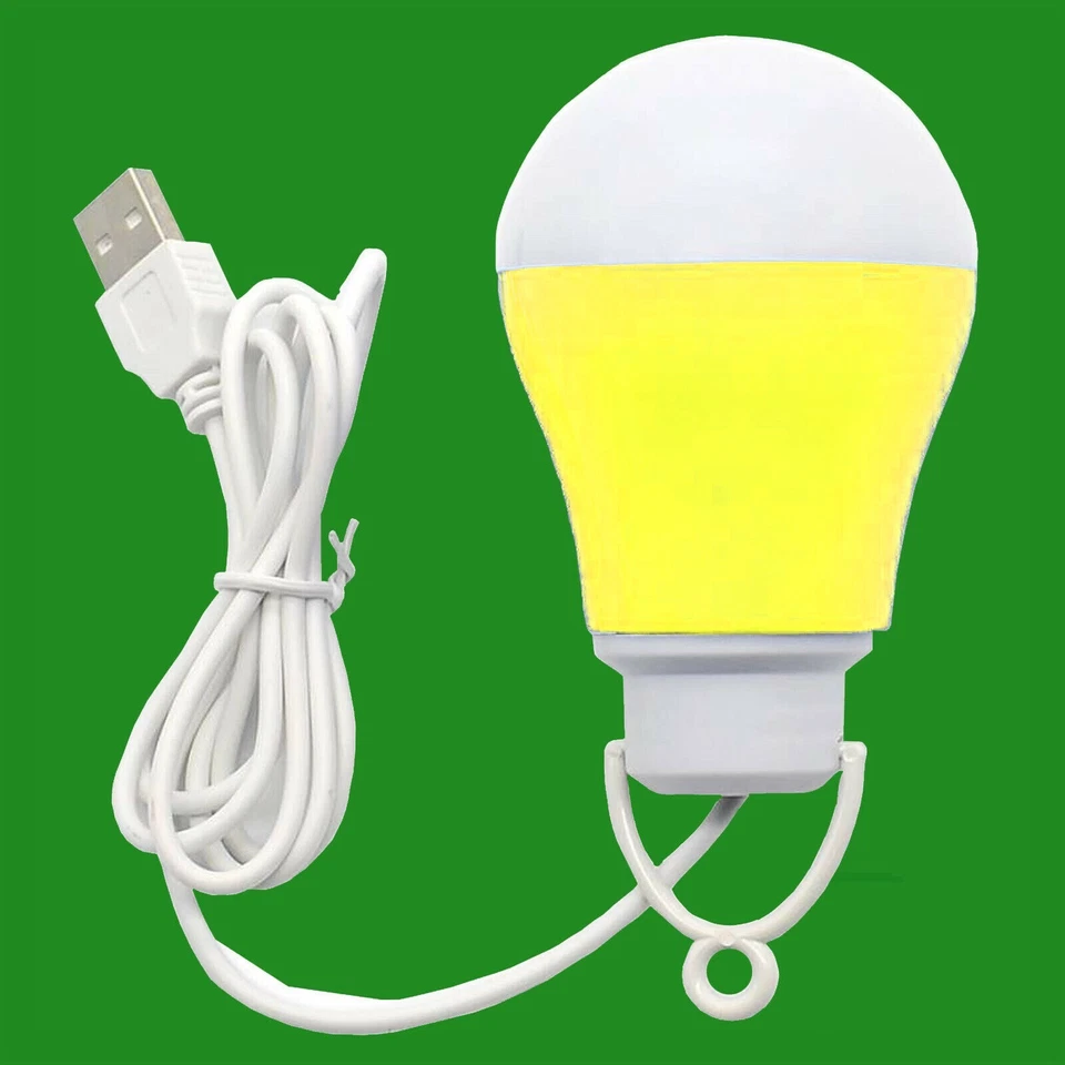 1x 3W LED 5V 3M Kabel USB Schalter Glühbirne Notfall Lampe Aufhänger Gelb - Bild 1 von 1
