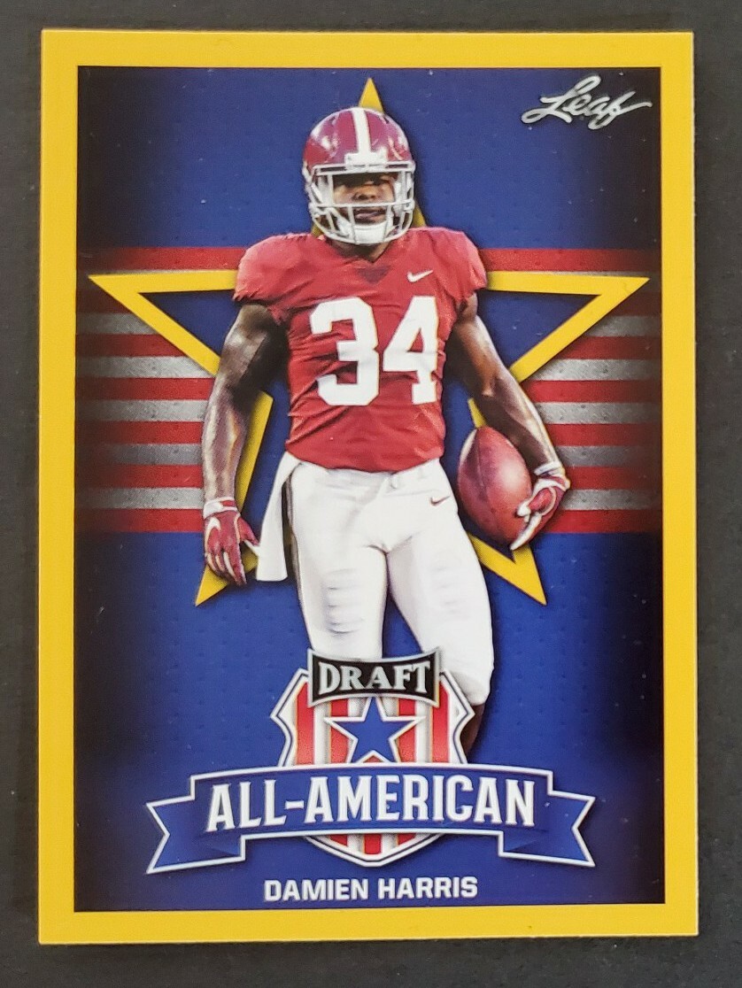 2019 Leaf DRAFT #77 Damien Harris Alabama/ PATRIOTS ALL-AMERICAN Gold card NM/MT
