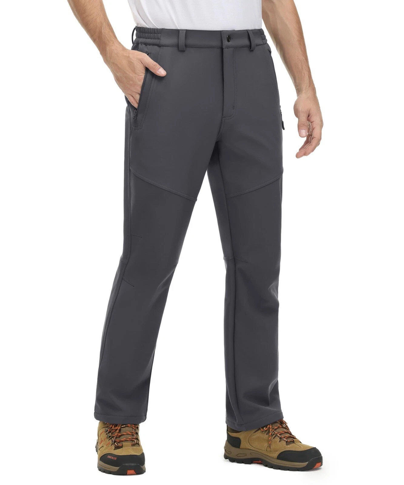 Men's Hiking Walking Trousers Fleece Lined 3 Zip Pockets Water Resistant Size 40