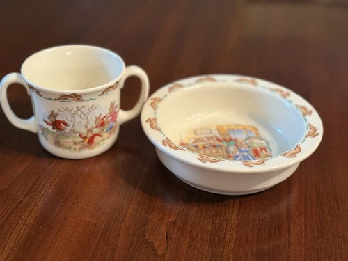 Classic 1984 Royal Doulton Bunnykins Handled Mug And Bowl Set Kids