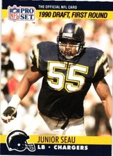 1990 PRO SET JUNIOR SEAU #673 FOOTBALL CARD $0.99 VALUE BOX