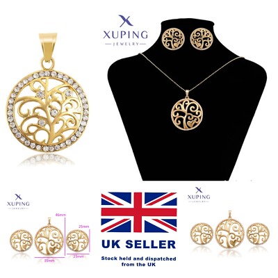 Xuping 18K GOLD colour Fashion Tree Design Women Ladies Earrings & Pendant Set 