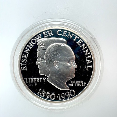1990-P Eisenhower Centennial 90% Silver Proof Commemorative $1 Dollar in Capsule - Picture 6 of 6