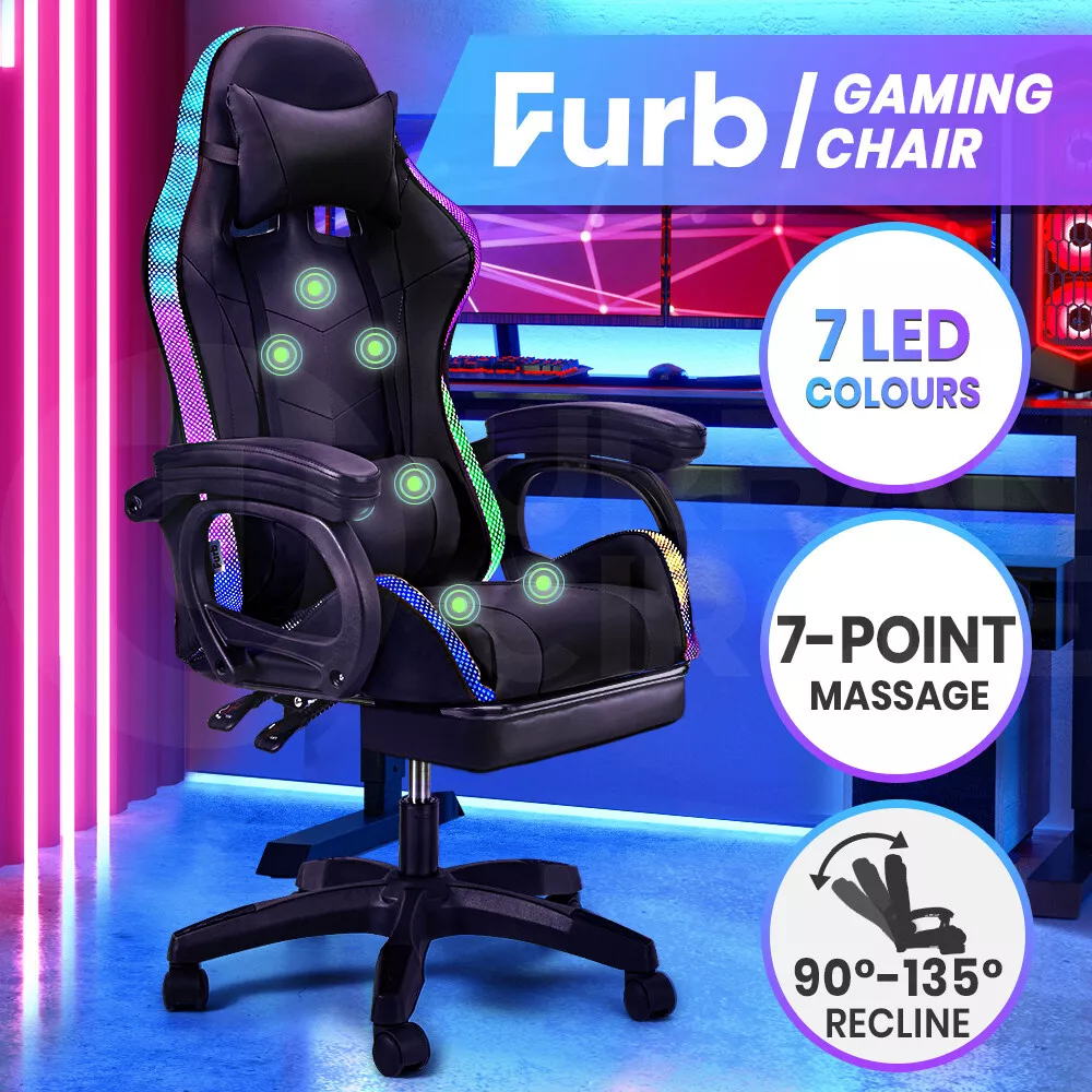 Furb Gaming Office Chair LED Massage Executive Computer Recliner