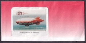 UNUSED GTI TELECOM BUD ONE AIRSHIP TELECARD IN UNOPENED ENVELOPE