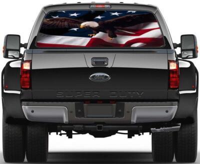 Autocollant Vinyle Drapeau Américain Pour Hayon Pickup - Dimensions 25" X 65.75" - Finition Glossy