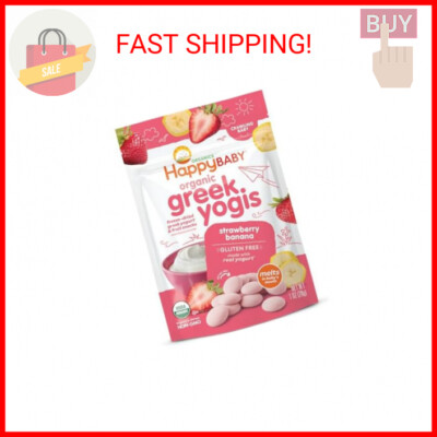 Happy Baby Organics Baby Snacks, Greek Yogis, Freeze Dried Yogurt & Fruit Snacks