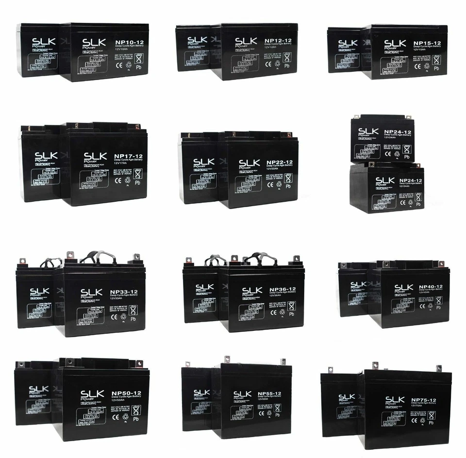 SLK POWER MOBILITY SCOOTER BATTERIES 2 x AGM/GEL 12v 12AH 15AH 33 36 40 50AMP 55 75AH