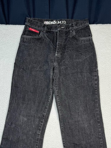 Vintage Ecko Unltd. Jeans Nero Denim Y2K Relaxed Vestibilità Dritta Donna 16 - Foto 3 di 14