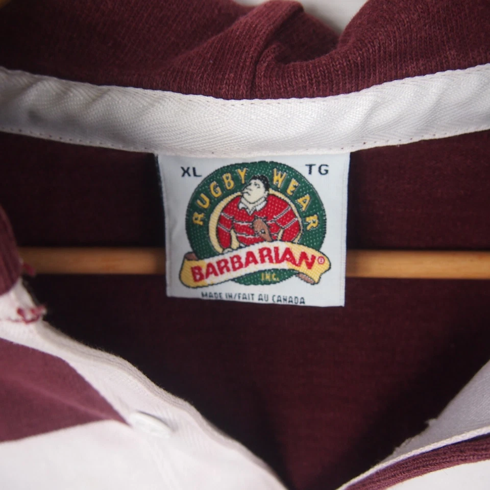 Barbarian Rugby Gear Harvard Crimson men's XL hooded rugby top made in Canada - image 2 of 4