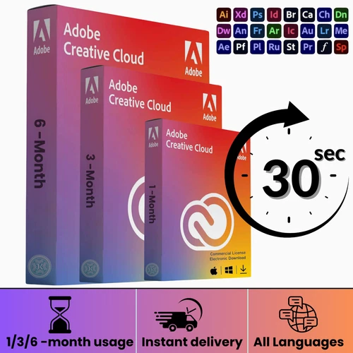 Adobe Creative Cloud 1/3/6 Monate | Sofort Versand | Lizenz & Rechnung | NEU