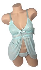 Rene Rofe Soft Cup Babydoll Chemise with G-String - Small 2 Piece Chemise Set