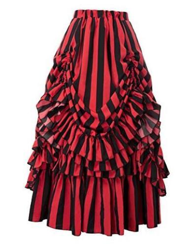  Women's Vintage Stripes Gothic Victorian Skirt 3X-Large Black & Red - Photo 1 sur 7