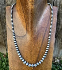 Graduated 925 Sterling Silver Pearls 4mm-8mm Bead Necklace 22 Inch