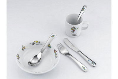 Hisar Besteckset Kind Balon 6 Teile Edelstahl 18/10 Tasse Teller Catal Bicak Neu
