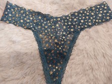 NWT Victoria's Secret The Lacie Foil-Print Lace Thong Panty Size M D 