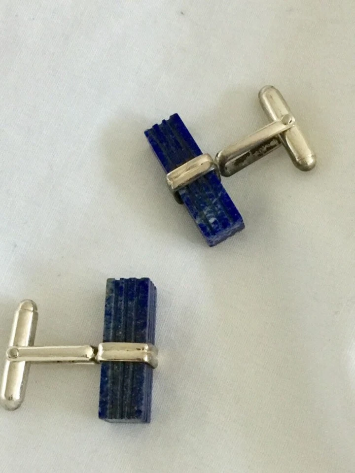Naturale Lapislazzuli Gemma 925 Argento Sterling Gemelli Special Regalo Per Love - Immagine 2 di 4
