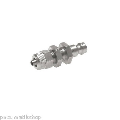 Kupplungsstecker NW 5 mit Schottgewinde und Überwurfmutter Messing vern. Stecker