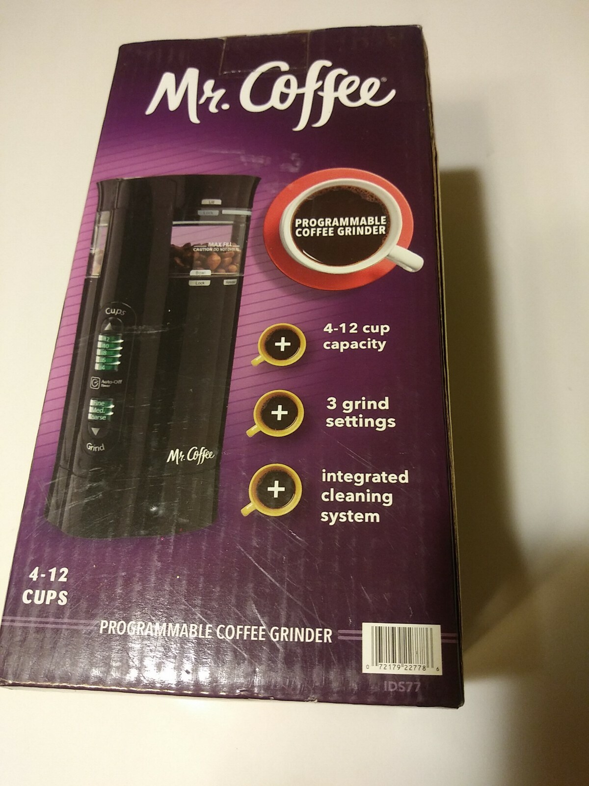 (NEW)MR.COFFEE Programmable Coffee Grinder 412 Cup/3 Grind Settings