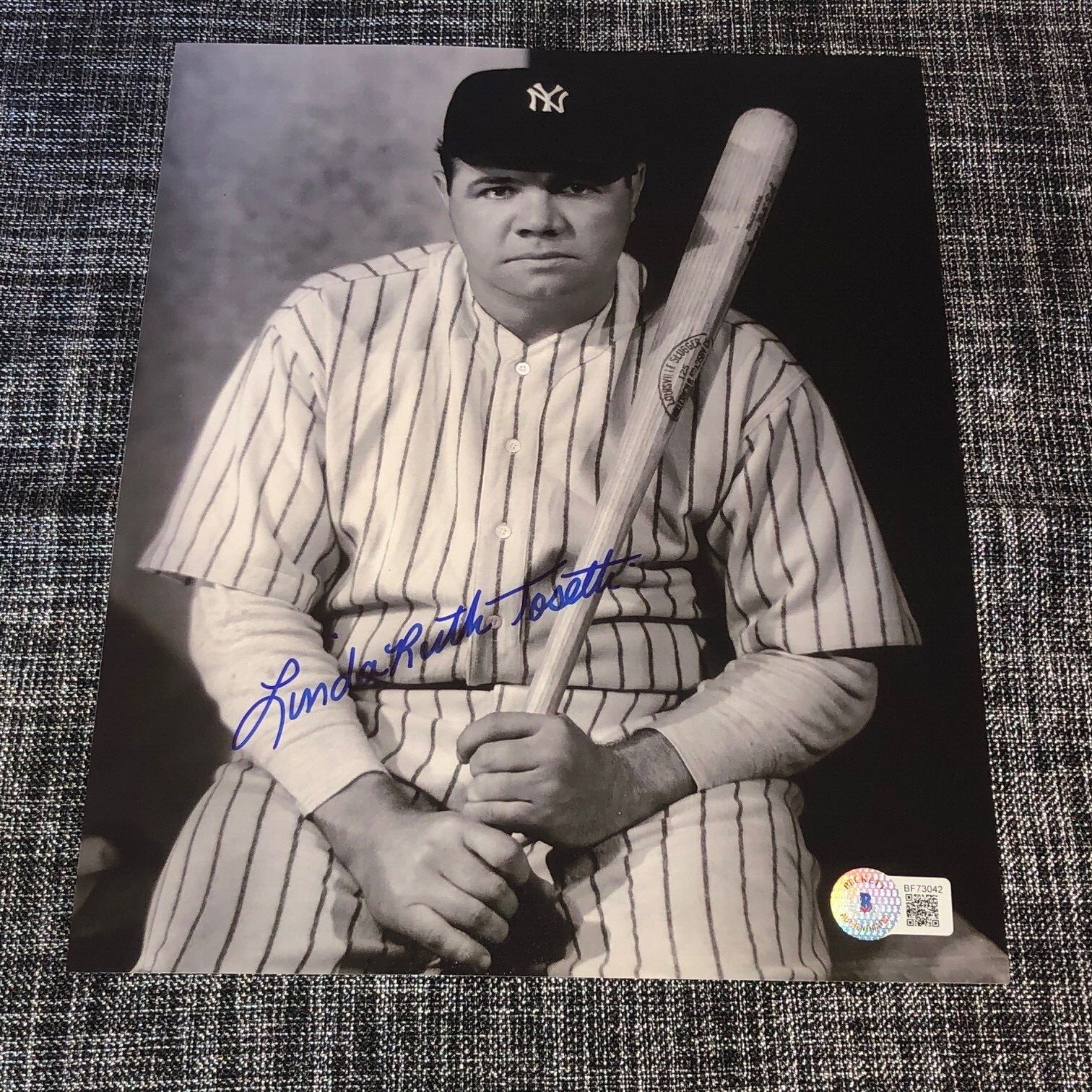 Babe Ruth Autographed Signed New York Yankees LINDA RUTH TOSETTI 8X10 PHOTO BABE NY YANKEES BECKETT BAS COA 